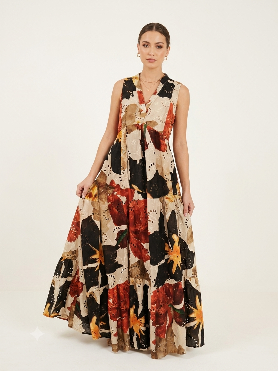 ABSTRACT FLORAL PRINT DRESS